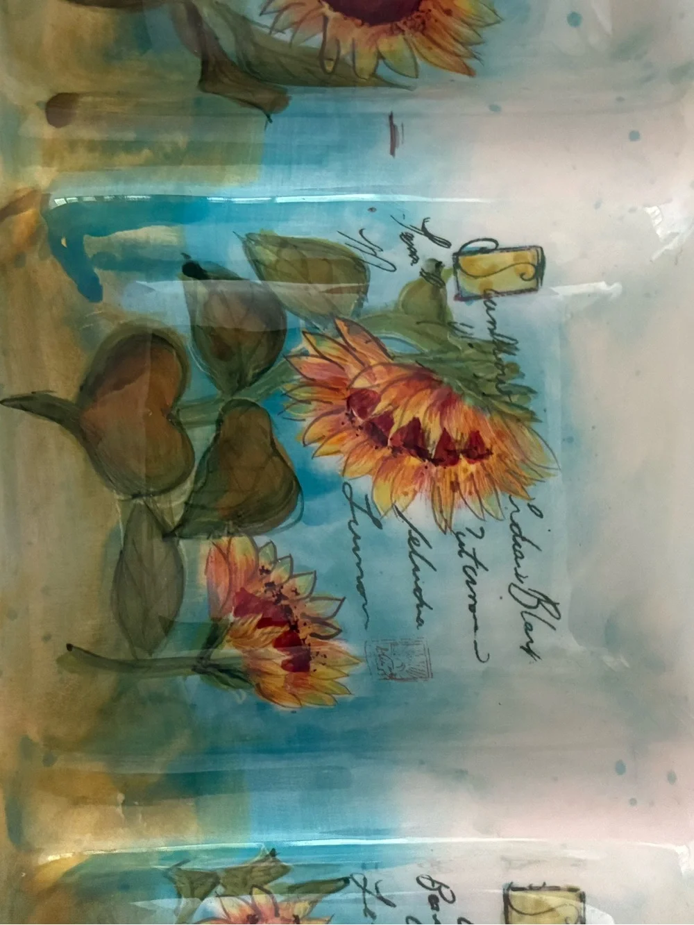 Susan Winget Certified International Sunflower Ceramic Divided Serving Tray